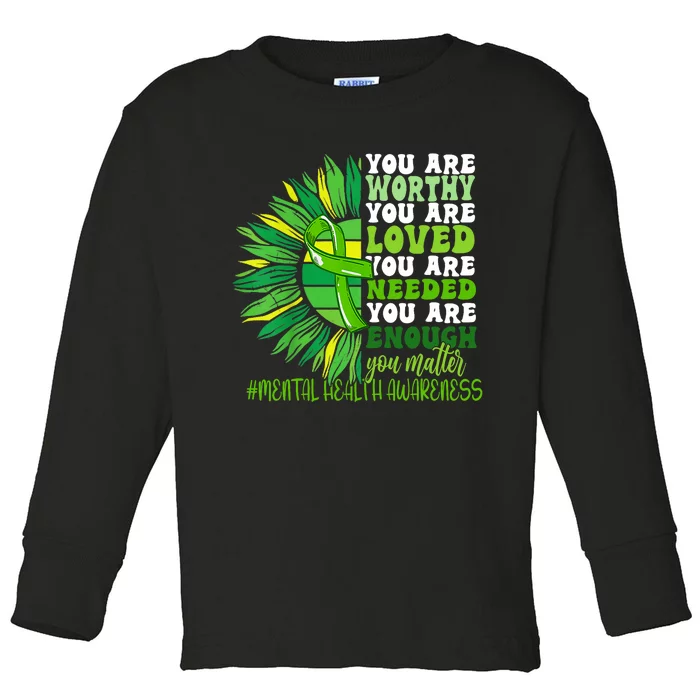 Motivational Support Warrior Mental Health Awareness Month Design Toddler Long Sleeve Shirt