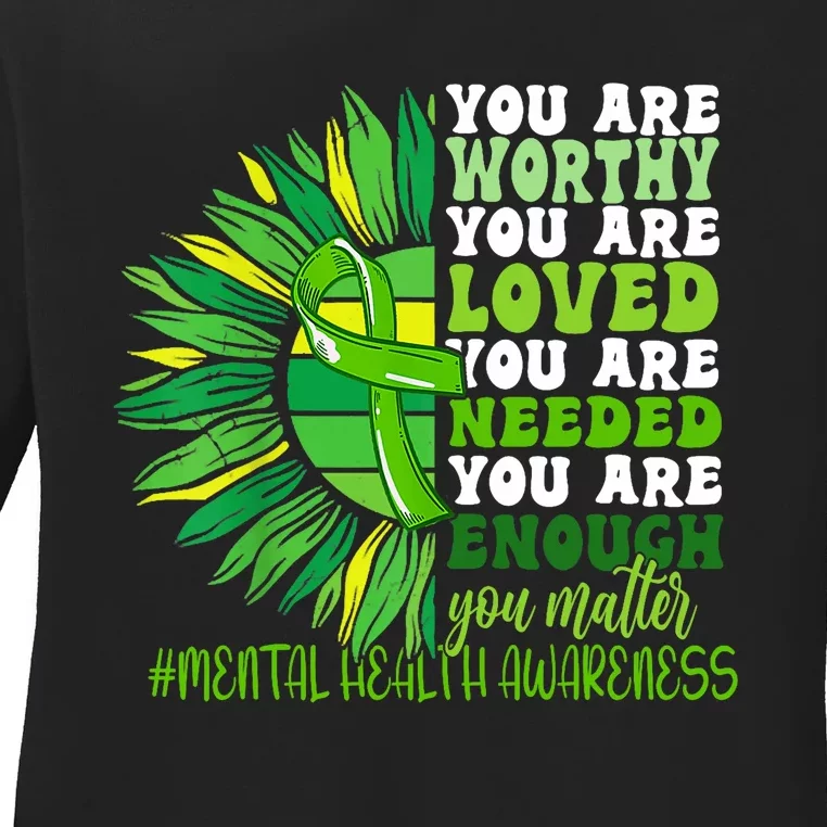 Motivational Support Warrior Mental Health Awareness Month Design Ladies Long Sleeve Shirt