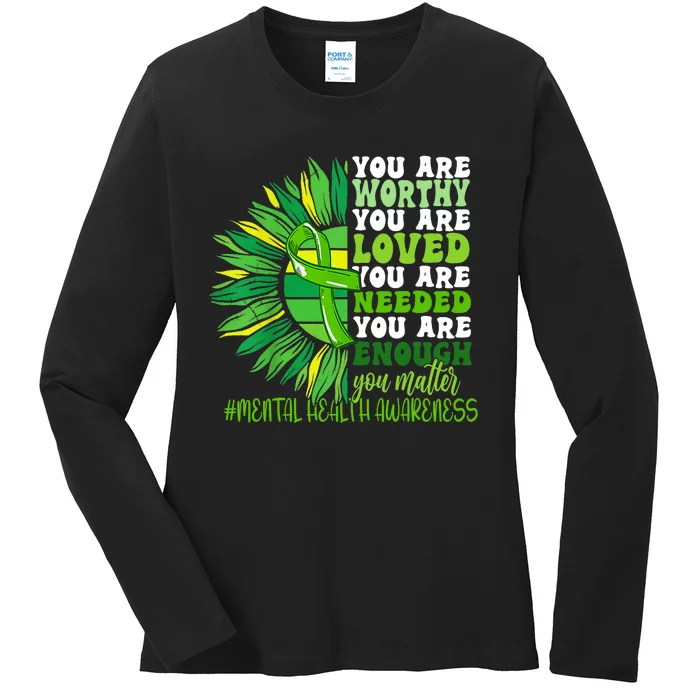 Motivational Support Warrior Mental Health Awareness Month Design Ladies Long Sleeve Shirt