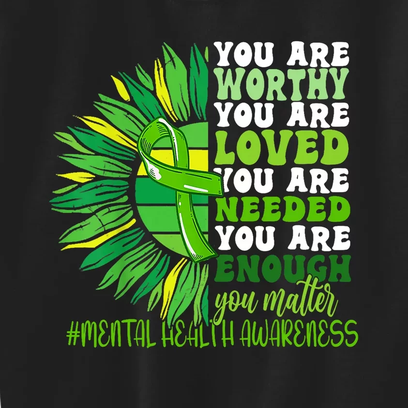 Motivational Support Warrior Mental Health Awareness Month Design Kids Sweatshirt