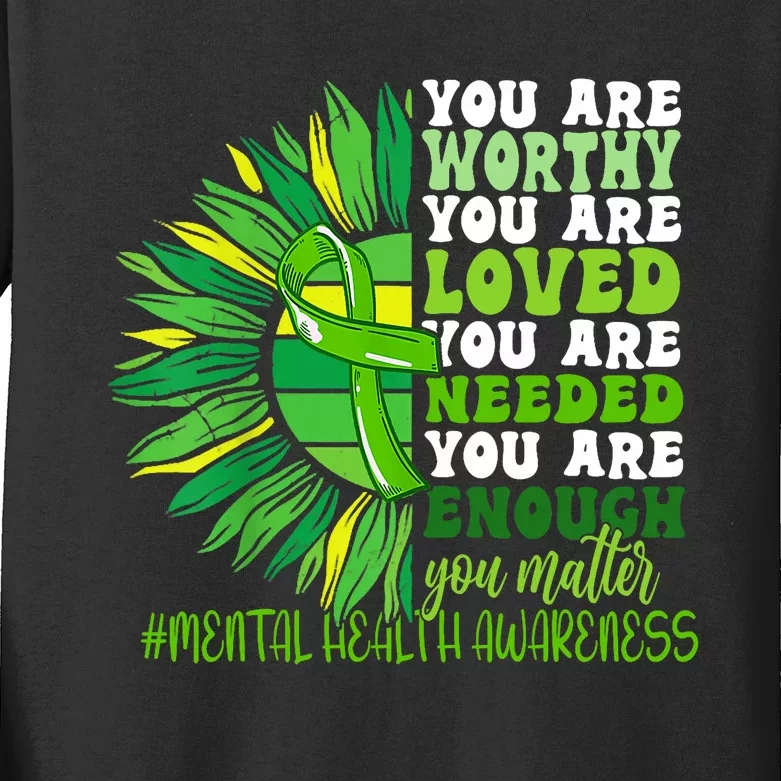 Motivational Support Warrior Mental Health Awareness Month Design Kids Long Sleeve Shirt