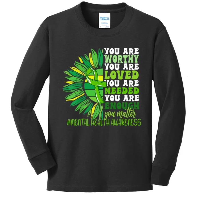 Motivational Support Warrior Mental Health Awareness Month Design Kids Long Sleeve Shirt