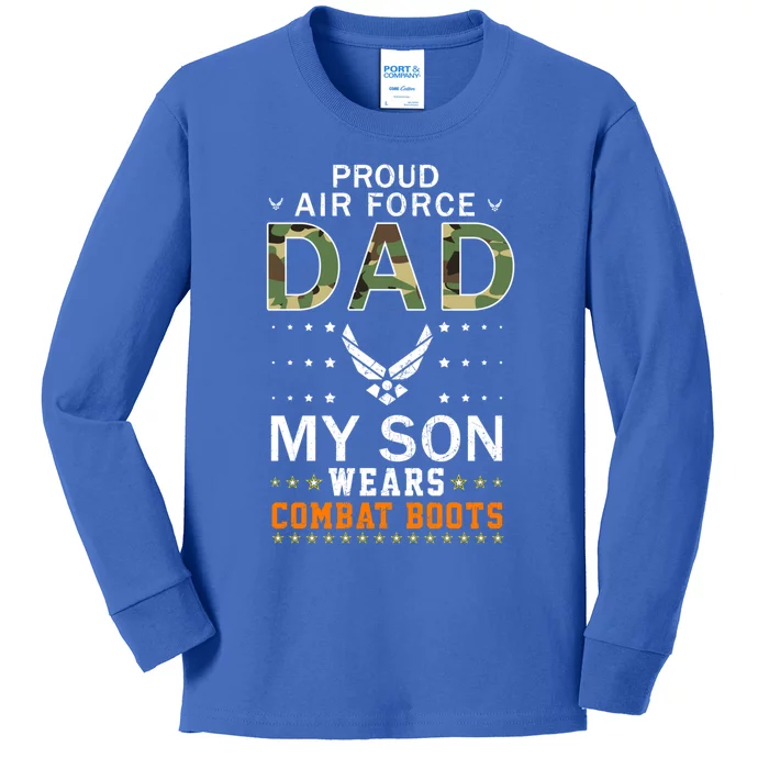 My Son Wear Combat Bootsgiftproud Air Force Dad Camouflage Army Gift Kids Long Sleeve Shirt