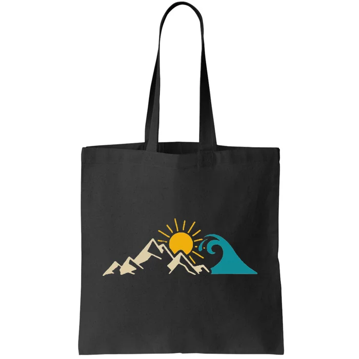 Mountain Sun Wave Nature Hiking Surf Surfer Hiker Outdoor Tote Bag