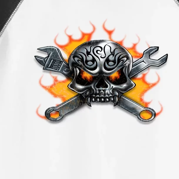 Metal Skull Wrench Flames Mechanic Funny Gift Toddler Fine Jersey T-Shirt