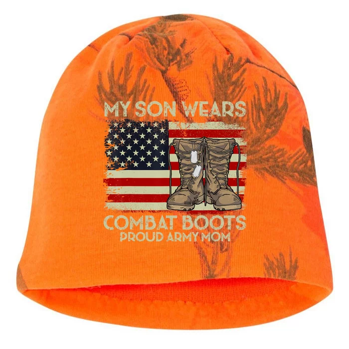 My Son Wears Combat Boots Proud Veteran Army Mom Usa Flag Kati - Camo Knit Beanie