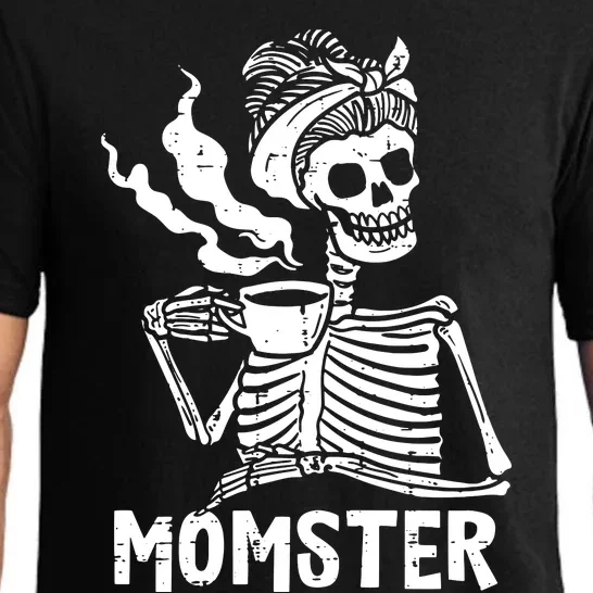 Momster Skeleton Woman Coffee Funny Halloween Mom Mama Pajama Set