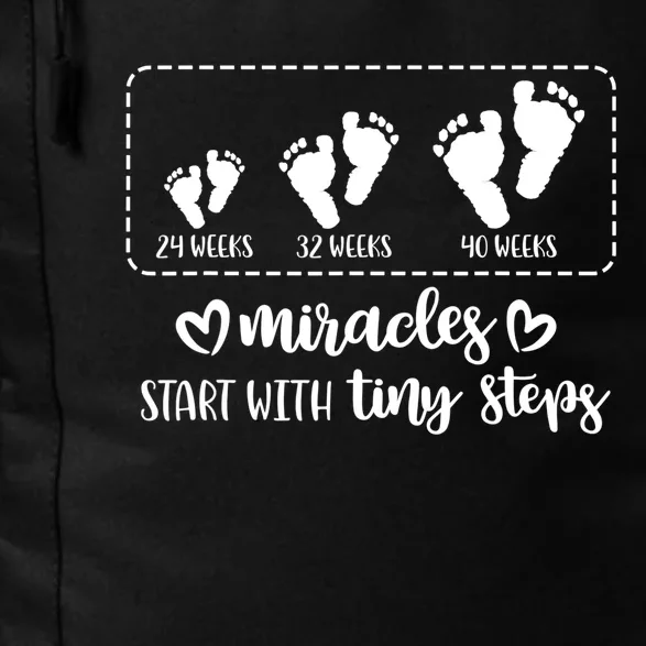 Miracles Start With Tiny Steps Baby Feet Nurse Gift TShirt Daily Commute Backpack