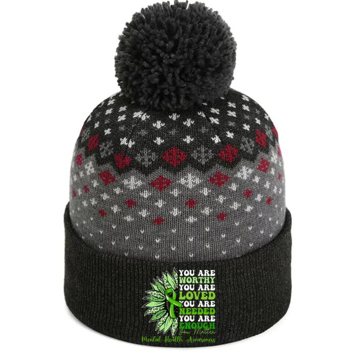 Motivational Support Warrior Mental Health Awareness Gifts The Baniff Cuffed Pom Beanie