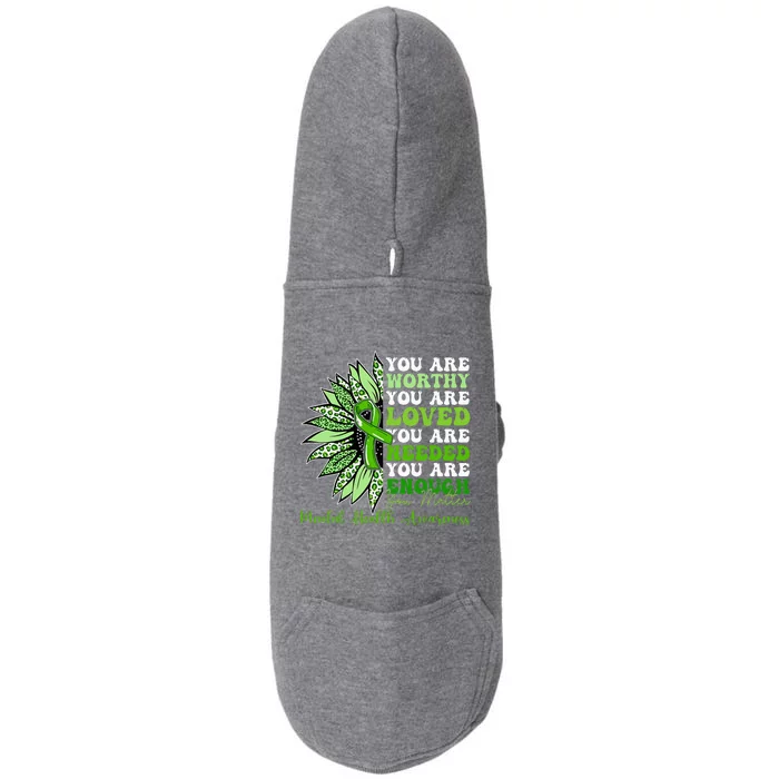 Motivational Support Warrior Mental Health Awareness Gifts Doggie 3-End Fleece Hoodie