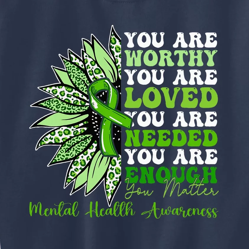 Motivational Support Warrior Mental Health Awareness Gifts Kids Sweatshirt