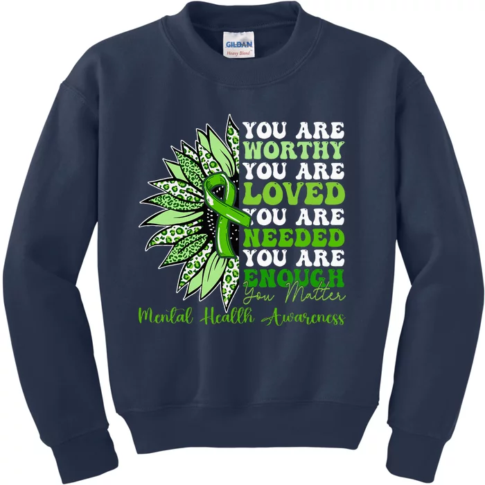 Motivational Support Warrior Mental Health Awareness Gifts Kids Sweatshirt