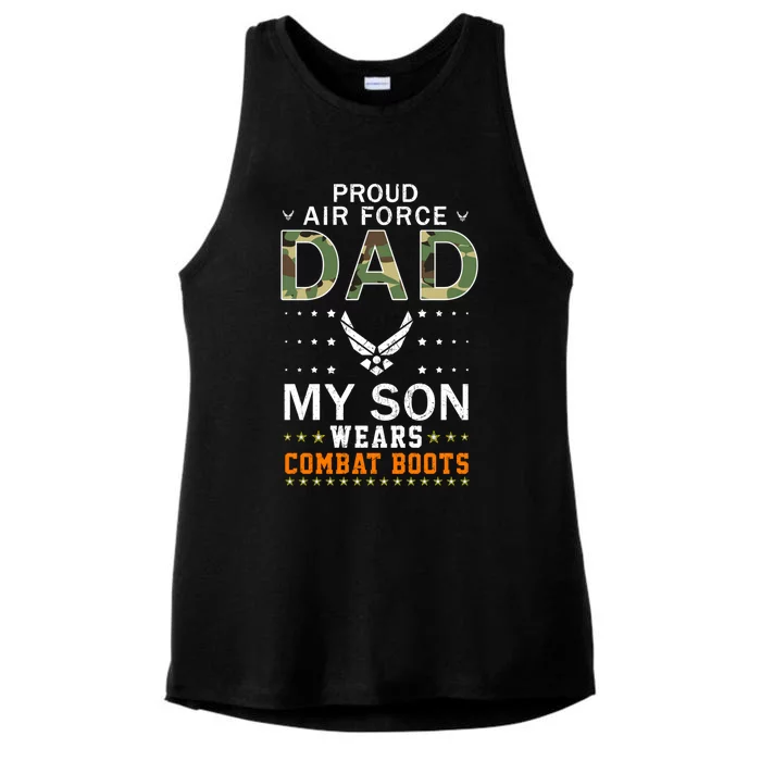 My Son Wear Combat Bootsgiftproud Air Force Dad Camouflage Army Gift Ladies Tri-Blend Wicking Tank