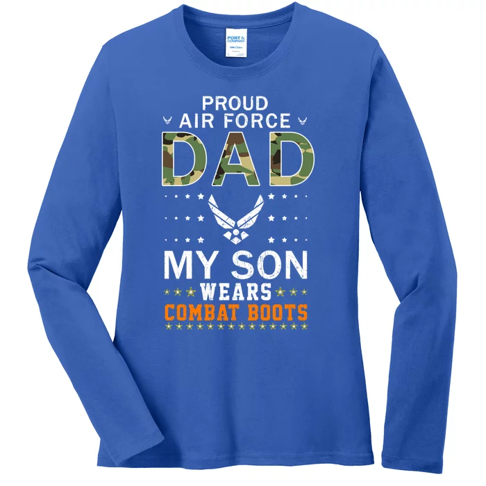 My Son Wear Combat Bootsgiftproud Air Force Dad Camouflage Army Gift Ladies Long Sleeve Shirt