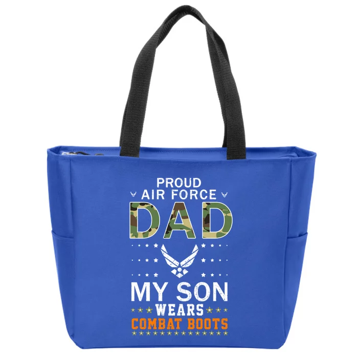 My Son Wear Combat Bootsgiftproud Air Force Dad Camouflage Army Gift Zip Tote Bag