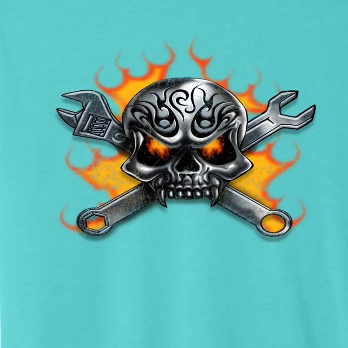 Metal Skull Wrench Flames Mechanic Great Gift ChromaSoft Performance T-Shirt