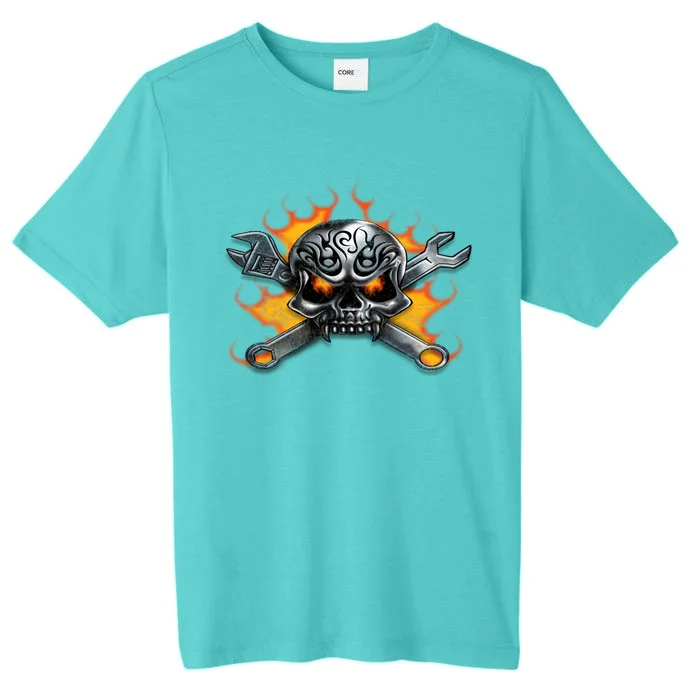 Metal Skull Wrench Flames Mechanic Great Gift ChromaSoft Performance T-Shirt