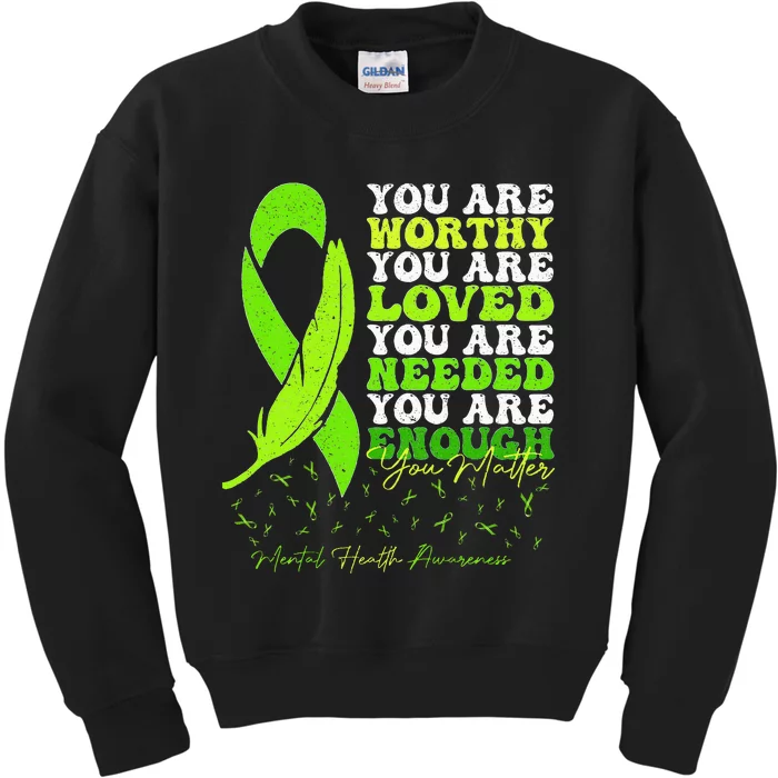 Motivational Support Warrior Mental Health Awareness Kids Sweatshirt