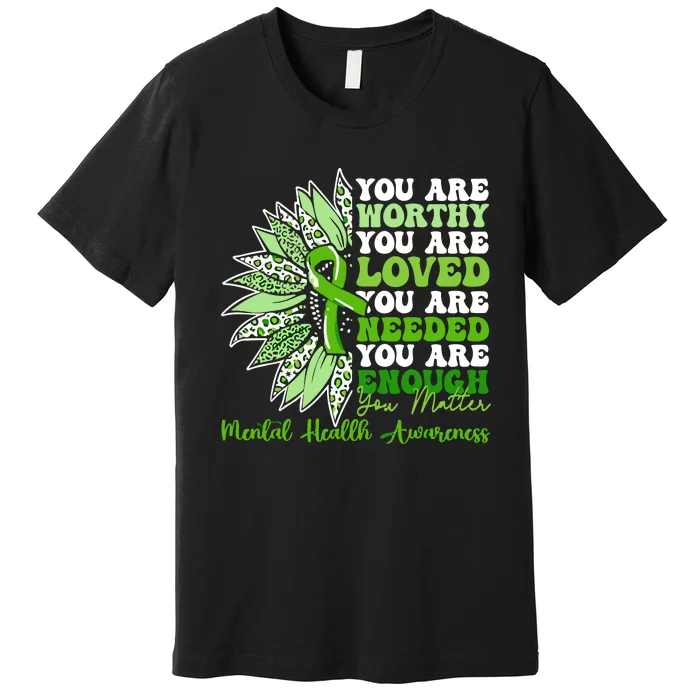 Motivational Support Warrior Mental Health Awareness Gifts Premium T-Shirt