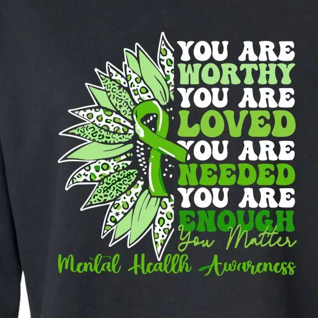 Motivational Support Warrior Mental Health Awareness Gifts Cropped Pullover Crew