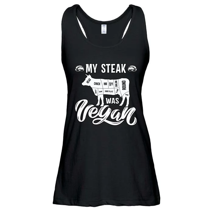 My Steak was Vegan Anti Vegan Meat Lover Funny Saying Ladies Essential Flowy Tank