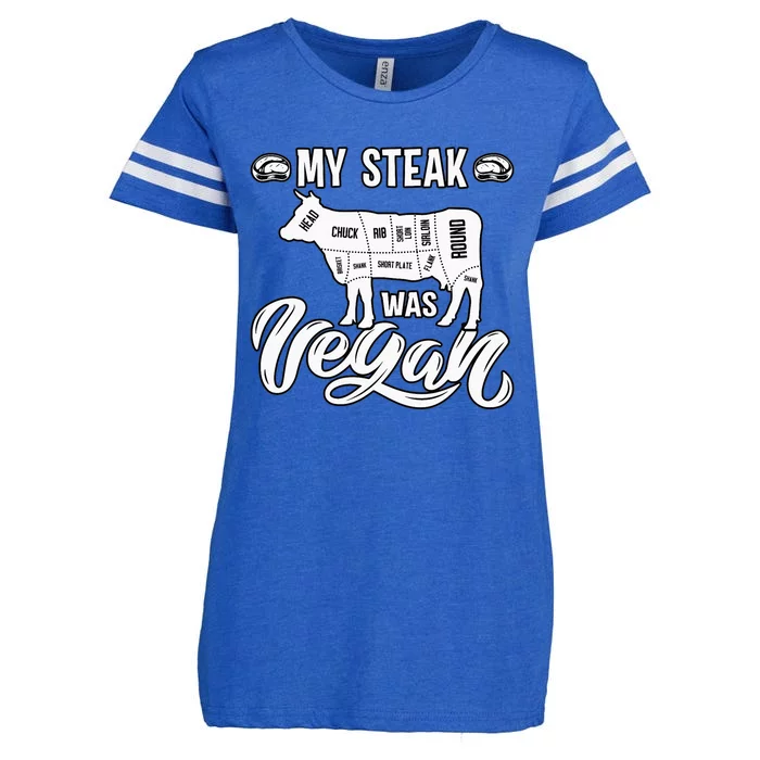 My Steak was Vegan Anti Vegan Meat Lover Funny Saying Enza Ladies Jersey Football T-Shirt