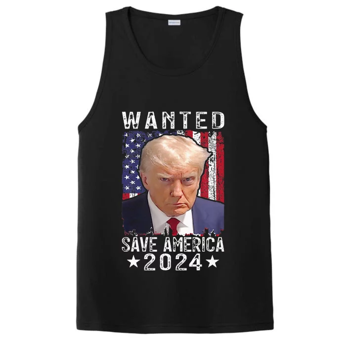 Mug Shot Wanted Save America 2024 Performance Tank