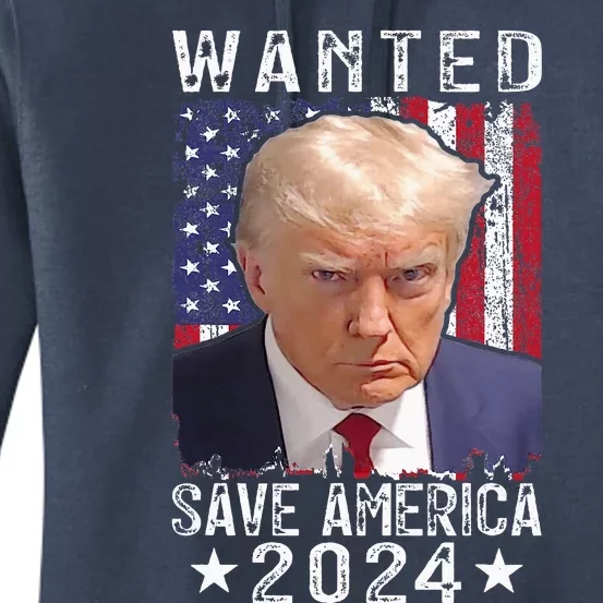 Mug Shot Wanted Save America 2024 Women's Pullover Hoodie