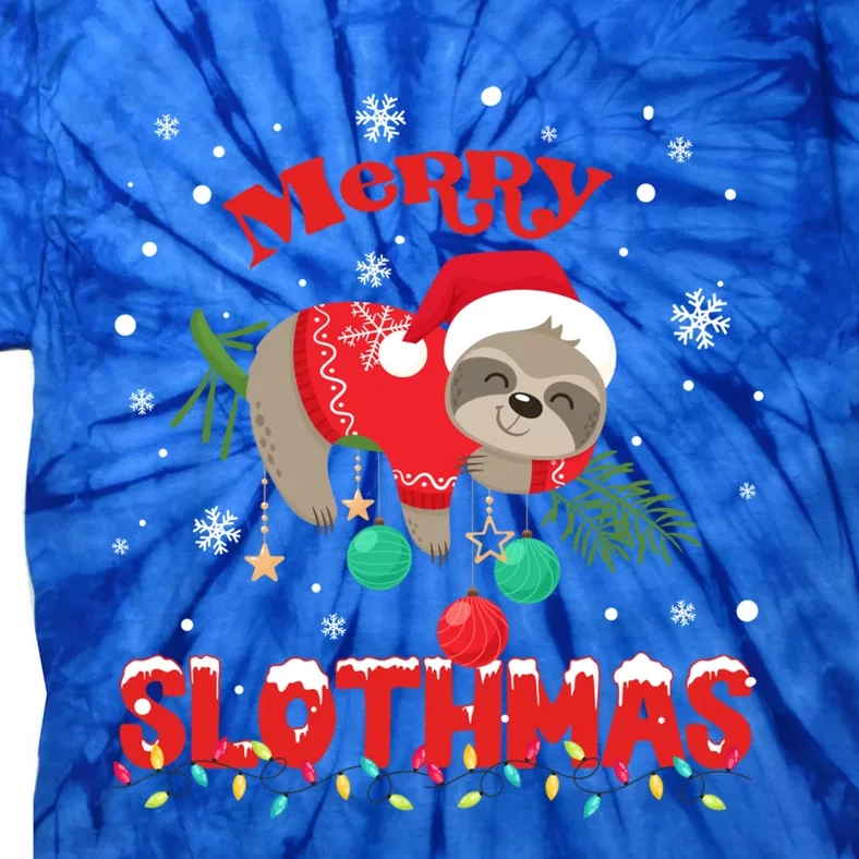 Merry Slothmas Xmas Gift Christmas Pajama For Sloth Lovers Cute Gift Tie-Dye T-Shirt