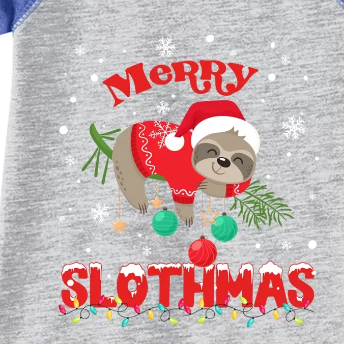 Merry Slothmas Xmas Gift Christmas Pajama For Sloth Lovers Cute Gift Infant Baby Jersey Bodysuit