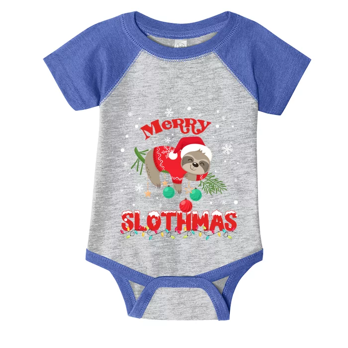 Merry Slothmas Xmas Gift Christmas Pajama For Sloth Lovers Cute Gift Infant Baby Jersey Bodysuit