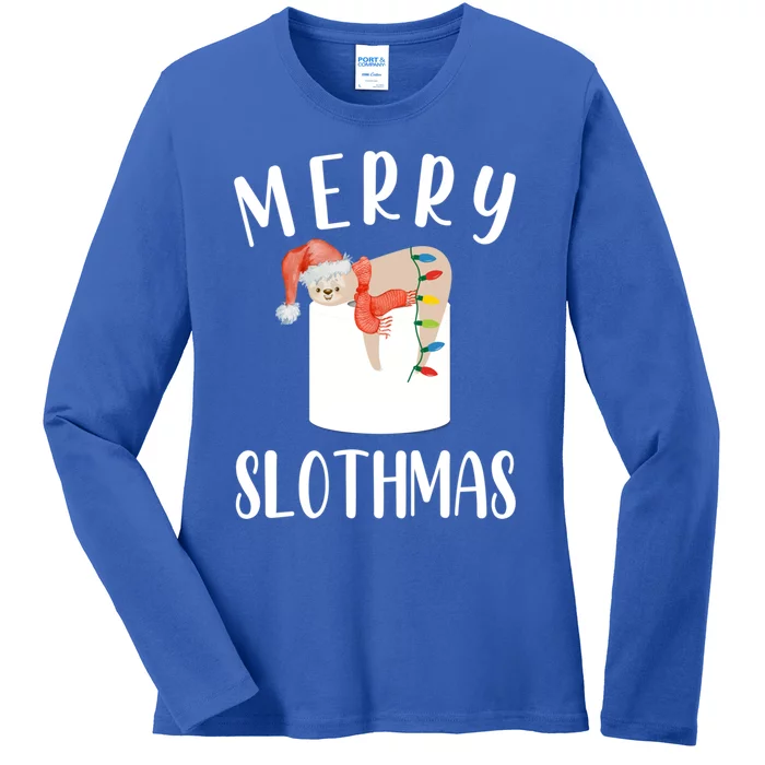 Merry Slothmas Xmas Sloth Animal Accessories Decor Gift Ladies Long Sleeve Shirt