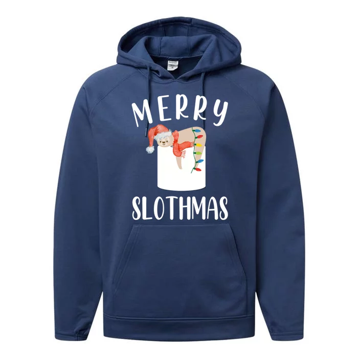 Merry Slothmas Xmas Sloth Animal Accessories Decor Gift Performance Fleece Hoodie