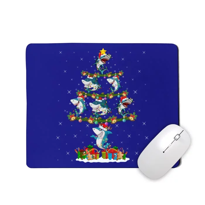 Merry Sharkmas Xmas Lighting Santa Shark Christmas Tree Great Gift Mousepad