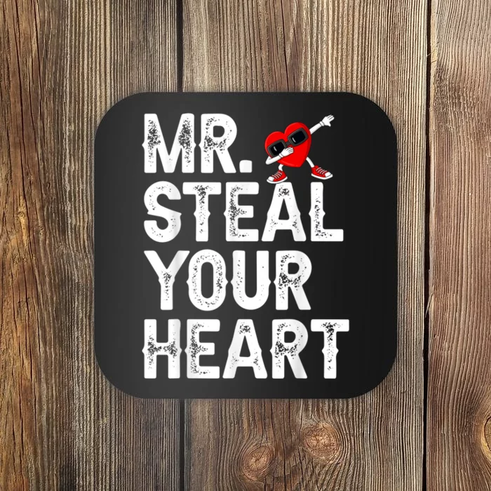 Mr. Steal Your Heart Valentines Day Dabbing Heart Valentines Coaster