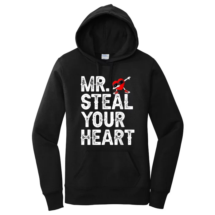 Mr. Steal Your Heart Valentines Day Dabbing Heart Valentines Women's Pullover Hoodie