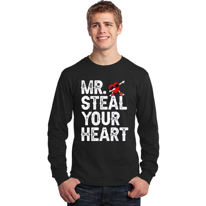 Mr. Steal Your Heart Valentines Day Dabbing Heart Valentines Tall Long Sleeve T-Shirt