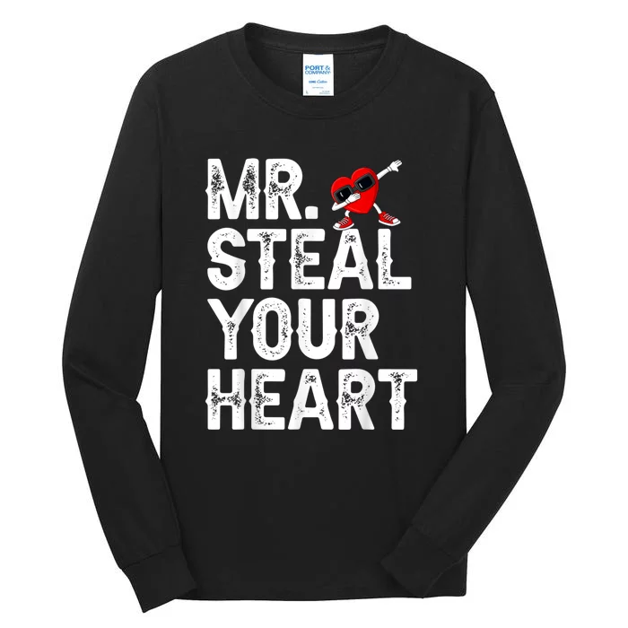 Mr. Steal Your Heart Valentines Day Dabbing Heart Valentines Tall Long Sleeve T-Shirt