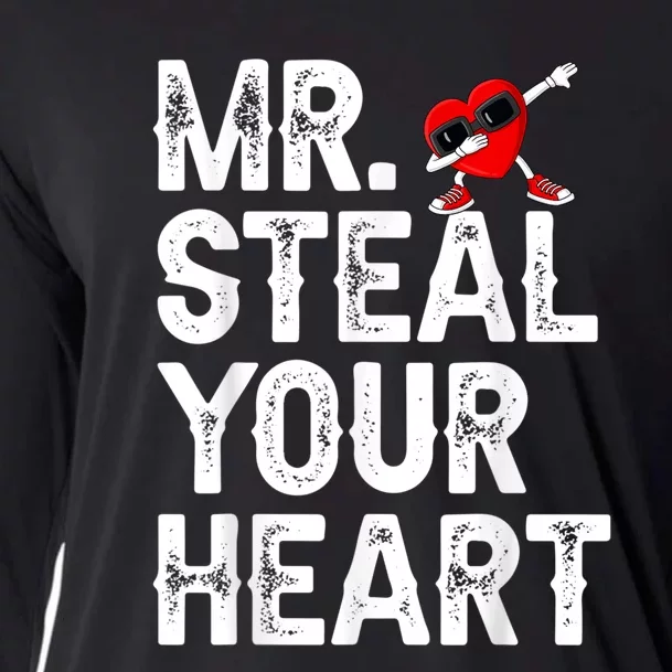 Mr. Steal Your Heart Valentines Day Dabbing Heart Valentines Cooling Performance Long Sleeve Crew