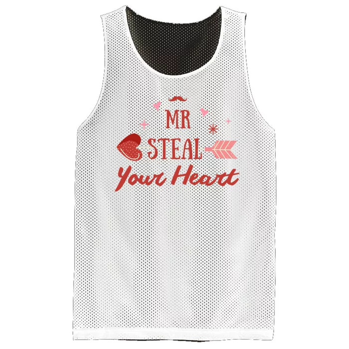 Mr Steal Your Heart Cute Valentine's Day Mesh Reversible Basketball Jersey Tank