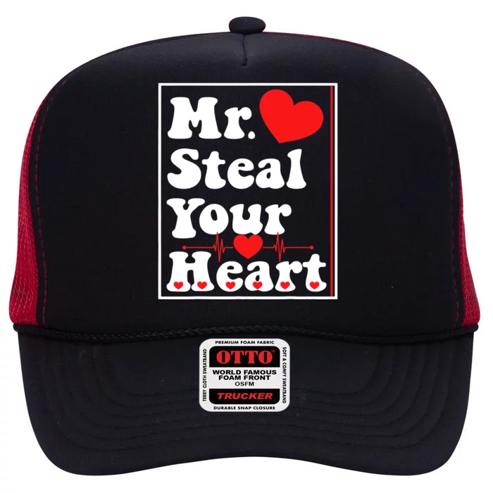 Mr. Steal Your Heart Valentines Day Boy High Crown Mesh Trucker Hat