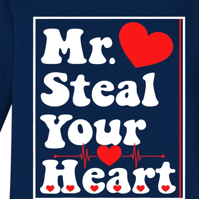 Mr. Steal Your Heart Valentines Day Boy Baby Long Sleeve Bodysuit