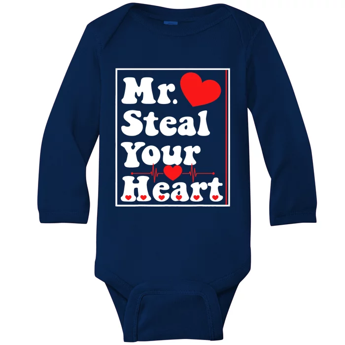 Mr. Steal Your Heart Valentines Day Boy Baby Long Sleeve Bodysuit