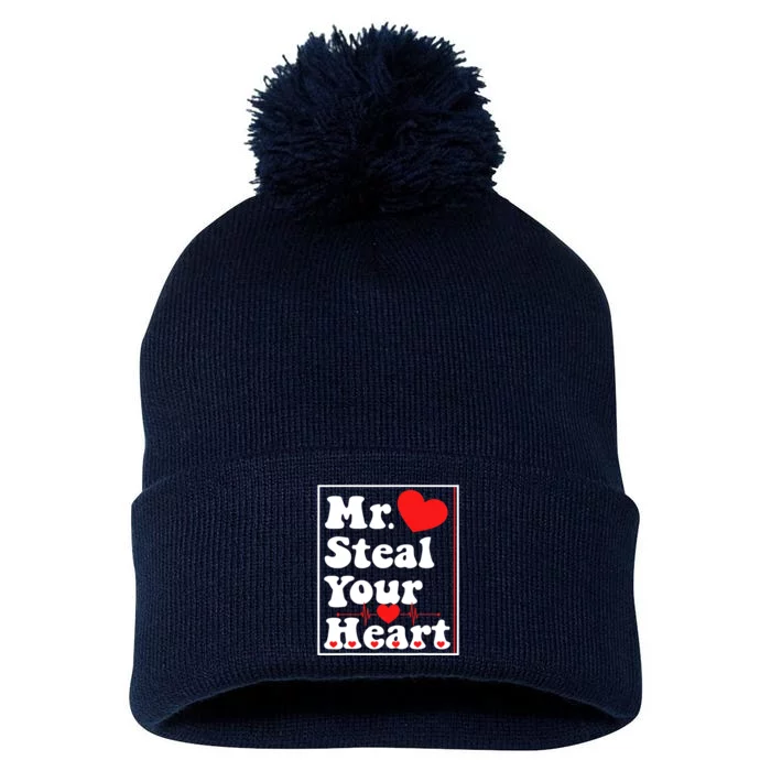 Mr. Steal Your Heart Valentines Day Boy Pom Pom 12in Knit Beanie