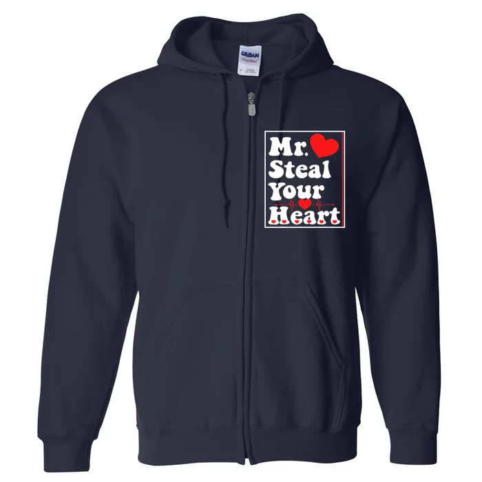 Mr. Steal Your Heart Valentines Day Boy Full Zip Hoodie