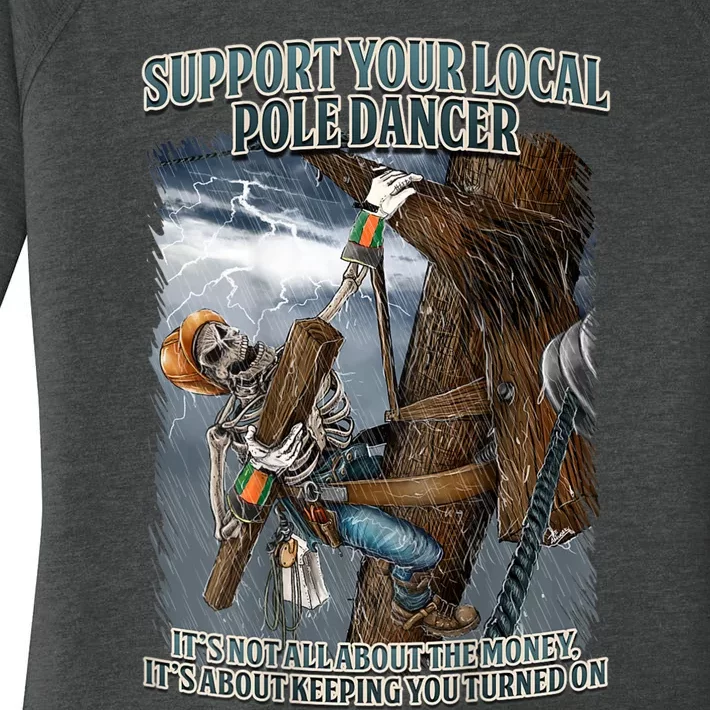 Mens Support Your Local Pole Dancer Lineman Women's Perfect Tri Tunic Long Sleeve Shirt