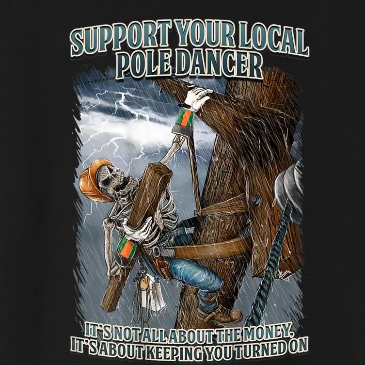 Mens Support Your Local Pole Dancer Lineman Women's Crop Top Tee