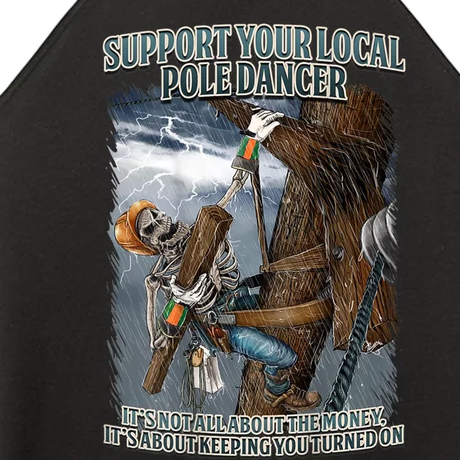 Mens Support Your Local Pole Dancer Lineman Women’s Perfect Tri Rocker Tank