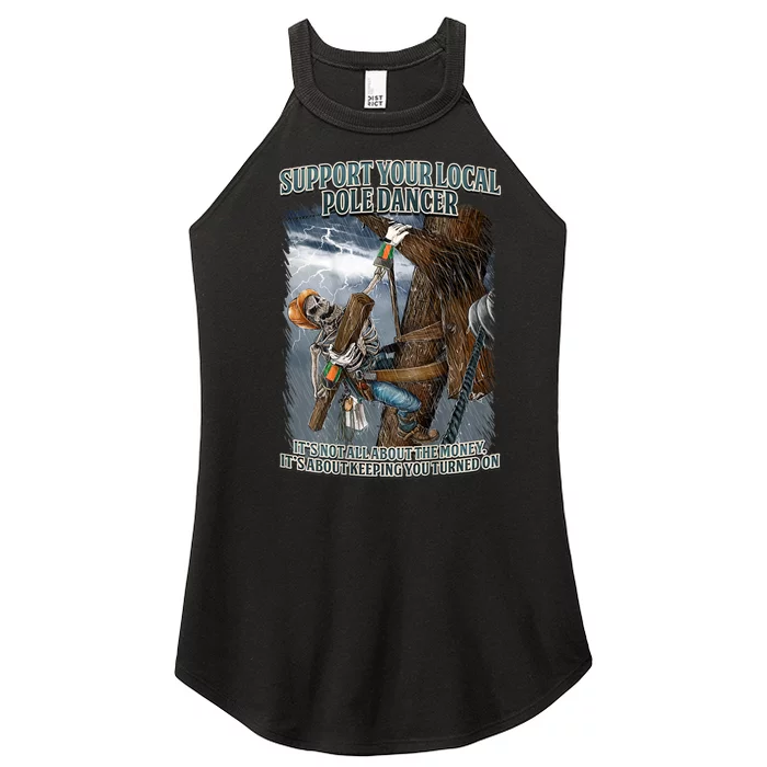 Mens Support Your Local Pole Dancer Lineman Women’s Perfect Tri Rocker Tank