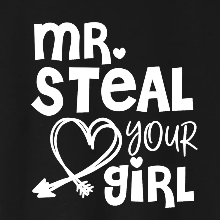 Mr Steal Your Girl Hearts Boy Son Brother Fun Valentines Day Women's Crop Top Tee